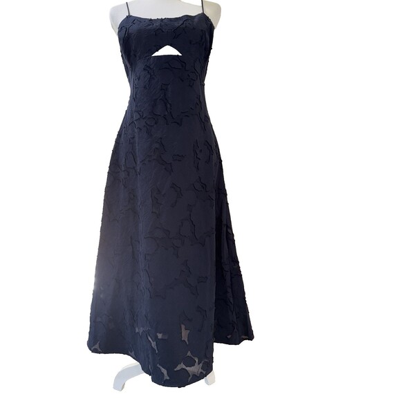 Banana Republic Navy Jacquard Cutout Lace-Up Midi Dress 12 NWT $160 Romantic - Picture 2 of 10